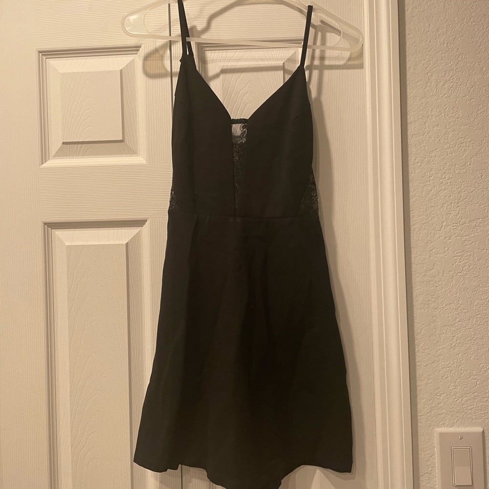 Black dress with lace embellishments